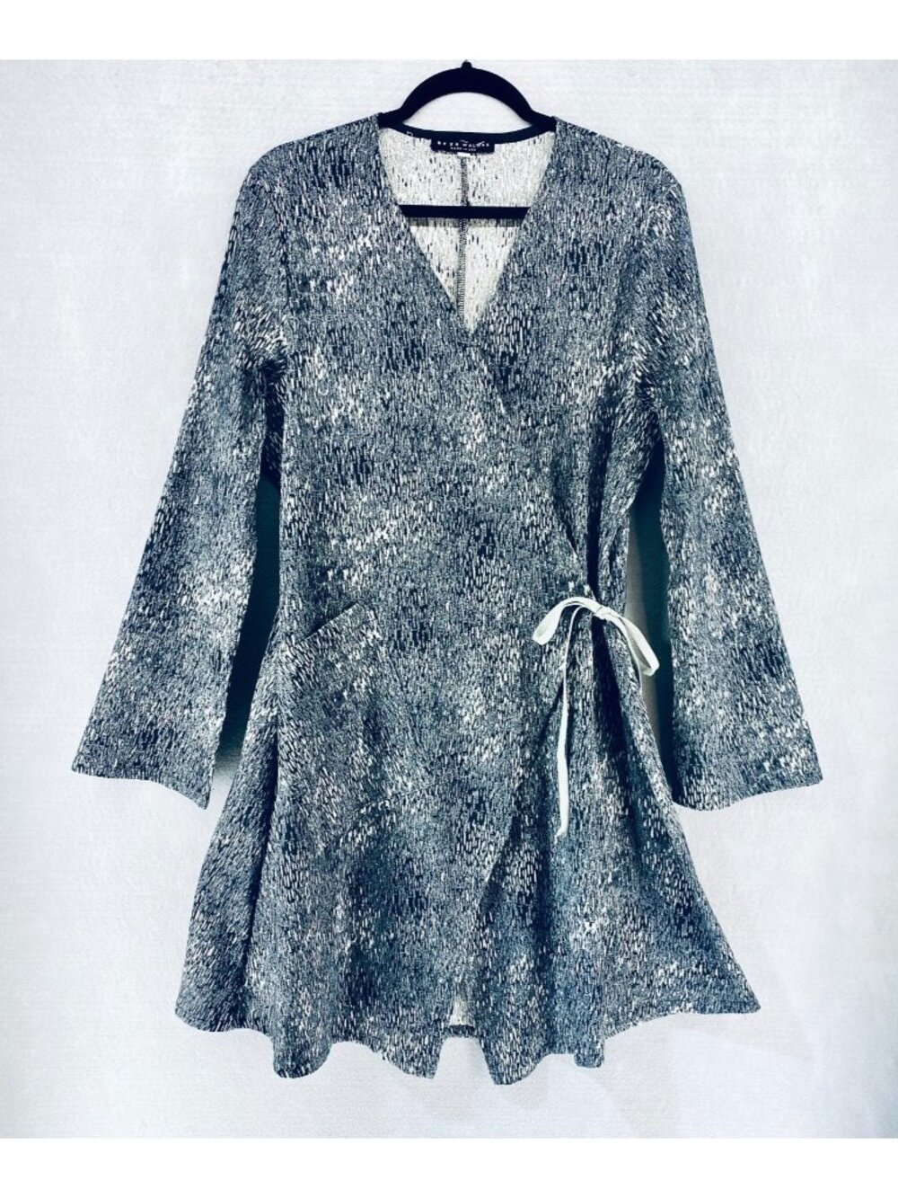 Bryn Walker Wrap Dress Womens Small Gray Cotton Blend Lagenlook USA